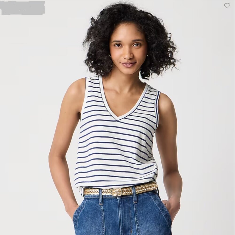 J. Crew Factory striped vintage slub cotton V-neck tank top NWT size S